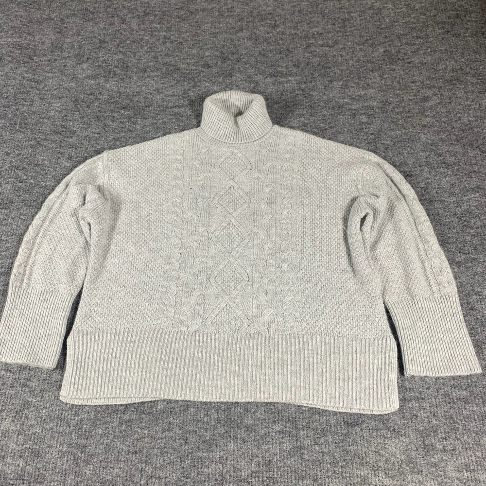 Gap Sweater Womens XL Gray Cable Knit Turtleneck Oversized Wool Alpaca Blend